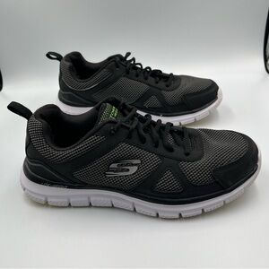 Skechers Mens Track 52630 Size 7.5 Black Running Shoes lite-weight memory foam